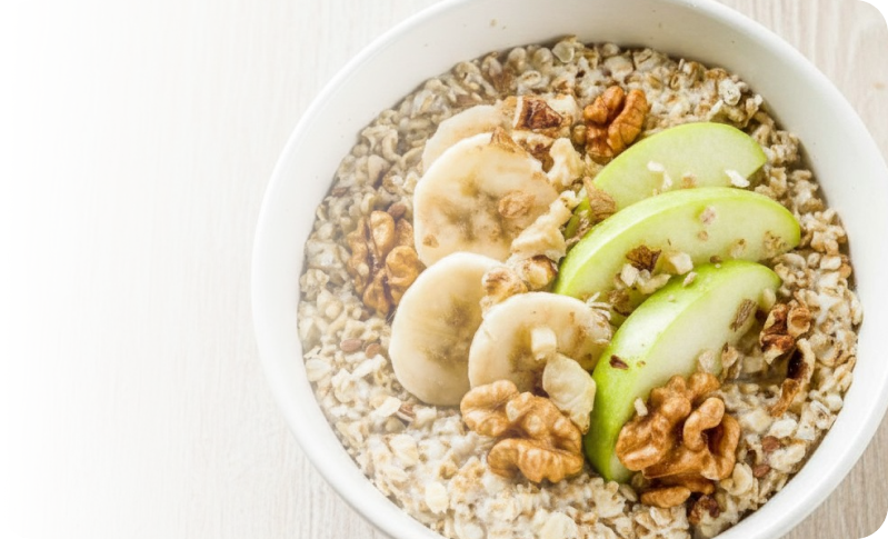 Avena con manzana y plátano